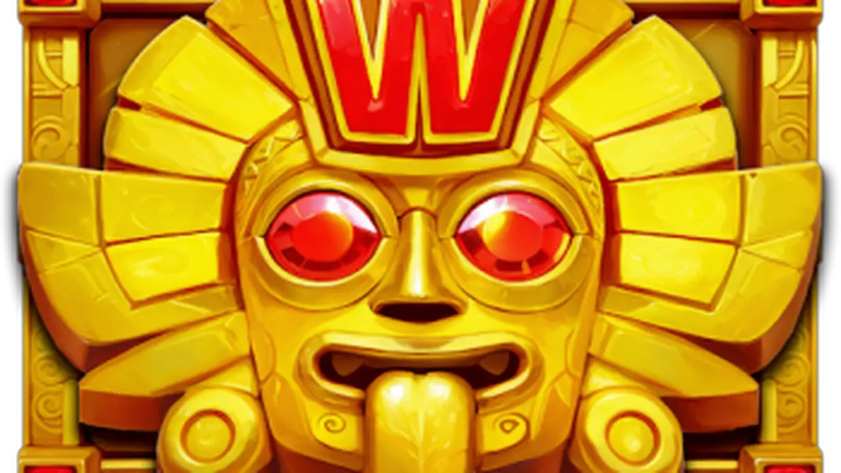 Isang masiglang eksena ng gubat na may mga sinaunang Aztec na guho at mga simbolo ng treasure hunting sa isang slot machine.